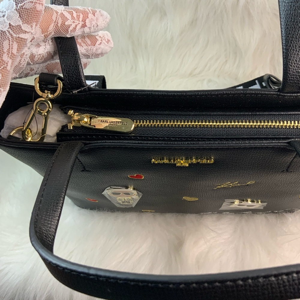 Karl Lagerfeld Maybelle Black Heart Embellished Handbag (NWT) - Picture 11 of 17